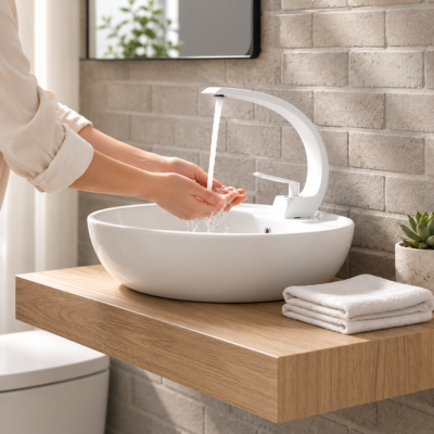 mitigeur-lavabo-blanc-pur-sur-lavabo-moderne
