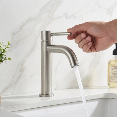 mitigeur lavabo en acier inoxydable revêtement résistant aux traces 