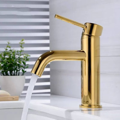 mitigeur lavabo fini dorée polie