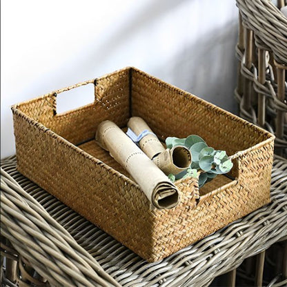 Panier de rangement naturel pour serviettes et accessoires