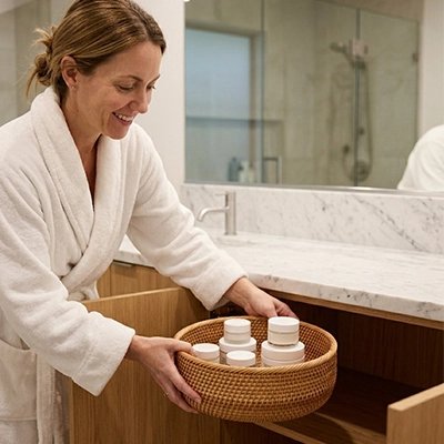 Panier de rangement résistant à l'humidité pour salle de bain
