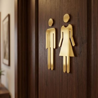 Panneau toilette finition métallique dorée ou argentée
