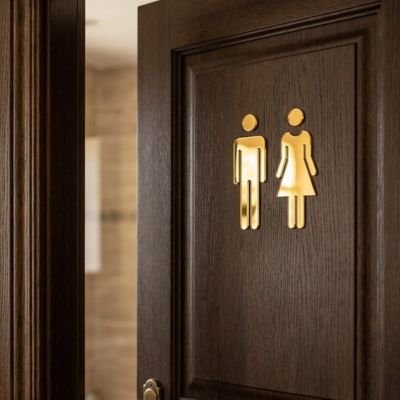 Panneau toilette or sur porte noir