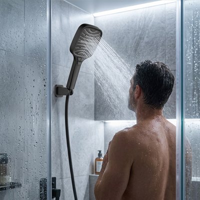 Pommeau de douche à tête large rectangulaire à diffusion généreuse