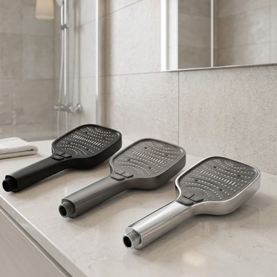 Pommeau de douche avec poignée texturé garantissant une bonne adhérence