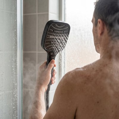 Pommeau de douche choix entre noir gris anthracite et chrome 