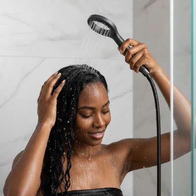 Pommeau de douche compatible avec les flexibles de douche standards