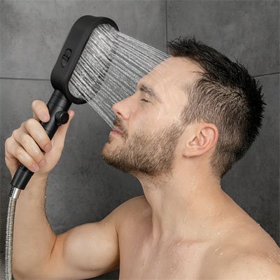 Pommeau de douche filtrant avec tete rectangulaire