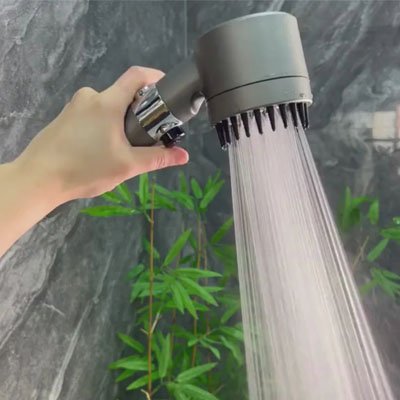 Pommeau de douche haute pression a finition gris mat