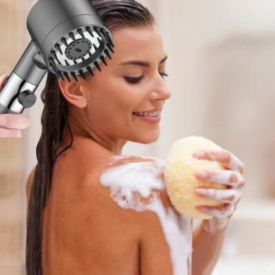 pommeau douche gris canon moderne à  plusieurs jets