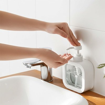 pompe a savon au design transparent moderne