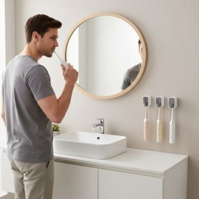 Porte brosse a dent​ esthetiquement epuree qui s'integre harmonieusement
