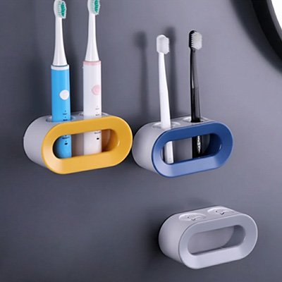 Porte brosse à dent mural offert en bleu jaune ou gris