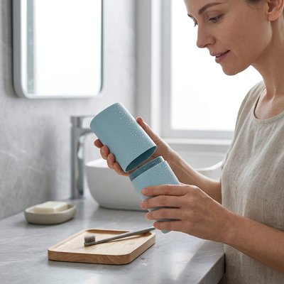 ​Porte-brosse à dents cylindrique moderne pour salle de bain 