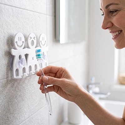 Porte-brosses à dents mural compact avec plusieurs brosses rangées