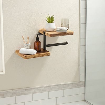 Porte papier toilette  2 en 1 combinant distributeur et étagères 