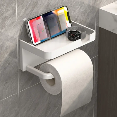 porte papier toilette blanc avec petite tablette