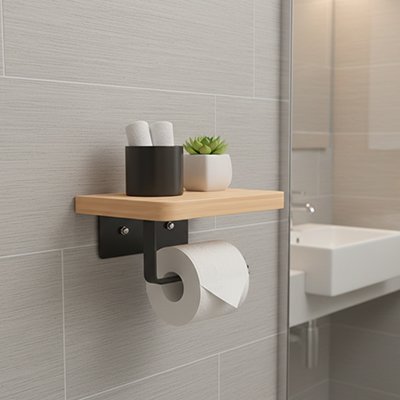 Porte papier toilette compacte idéale pour optimiser l'espace