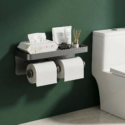 porte-papier-toilette-couleur-argent-brossé-sur-mur-vert