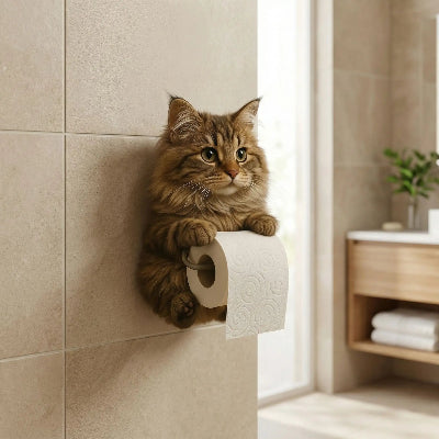 porte papier toilette en forme de chat a poil long