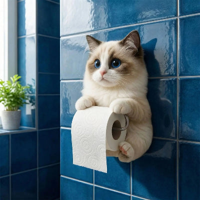 porte papier toilette en forme de chat trois dimension