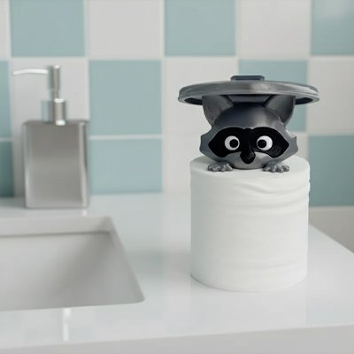 Porte papier toilette en forme de raton laveur 