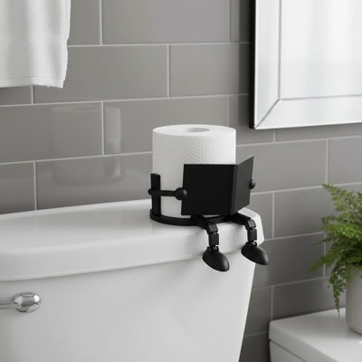 Porte papier toilette en versions blanche ou noire 