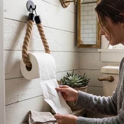 Porte papier toilette esthétiquement industrielle et campagne chic