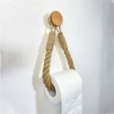 Porte papier toilette fait d'une corde formant une boucle élégante 