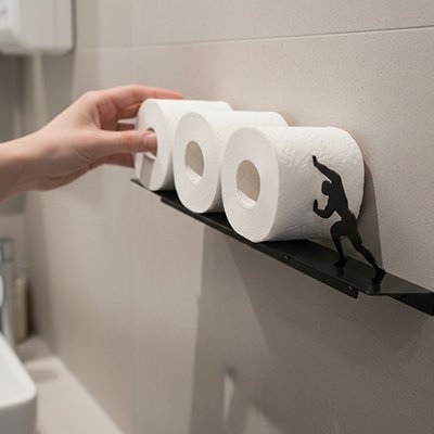 Porte papier toilette fini avec un revêtement noir élégant