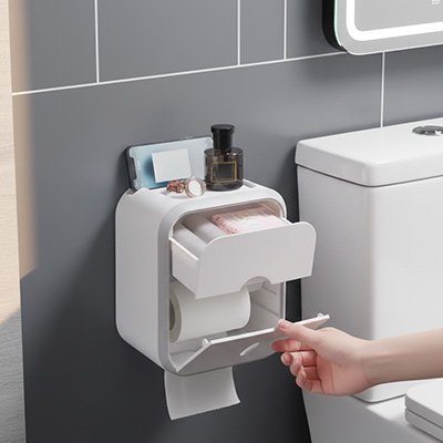 Porte papier toilette mural avec système de fixation adhésif 