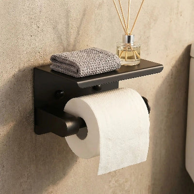 porte papier toilette noir avec tablette