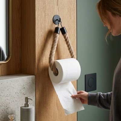Porte papier toilette pouvant être installer sur multiple surface