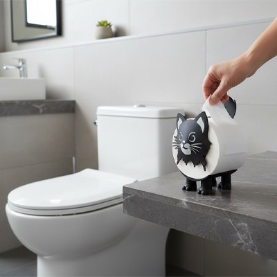 Porte papier toilette qui permet de ranger et distribuer facilement 