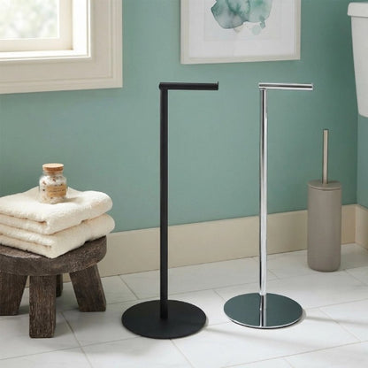 Porte-papier toilette sur pied noir et chromé