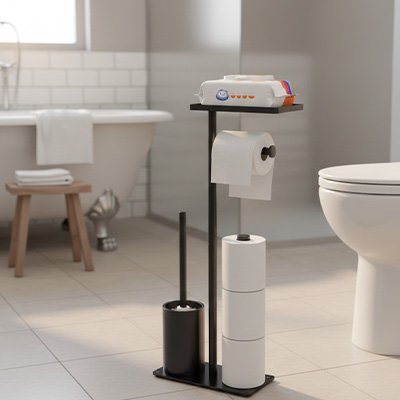 Porte rouleau papier toilette noir moderne ou blanc épuré