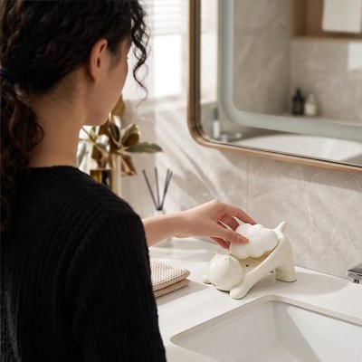 Porte savon au design compact qui optimise l'espace