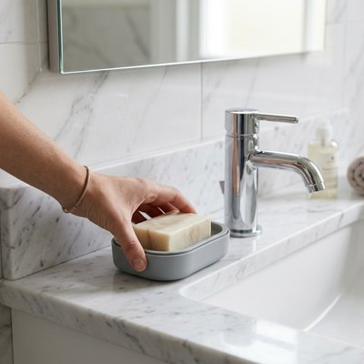 Porte-savon convenant à tous types de plans de toilette