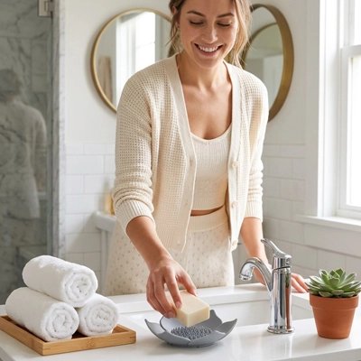 Porte-savon de salle de bain avec surface texturée
