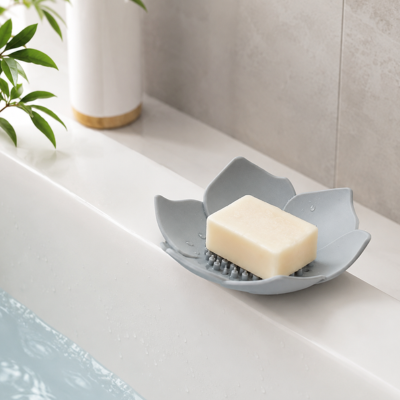Porte-savon décoratif en forme de lotus permettant le séchage