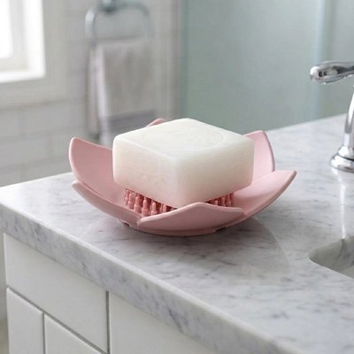 Porte-savon en forme de fleur avec système de drainage