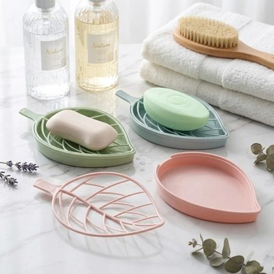 Porte-savon feuille avec système d’évacuation de l’eau