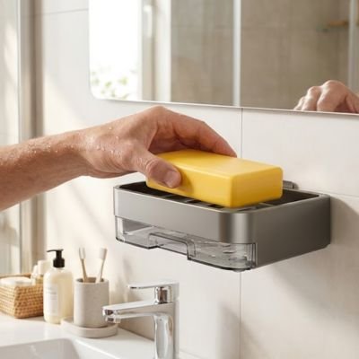 Porte-savon gris foncé et transparent un style moderne