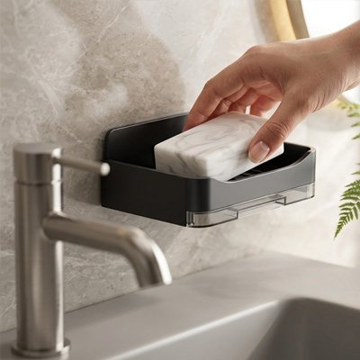 Porte-savon mural optimisant l'espace autour du lavabo