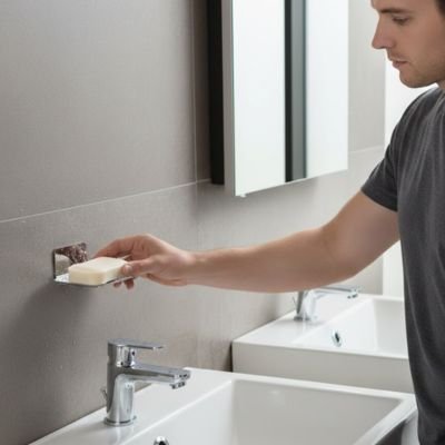 Porte savon mural qui maintien le savon au sec 