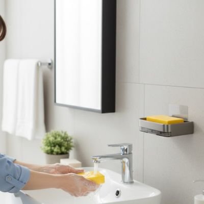 Porte-savon offert en gris blanc et noir