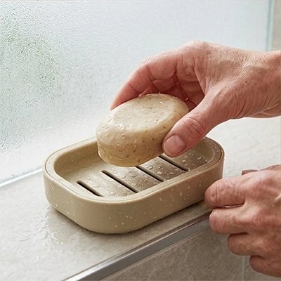 Porte-savon rectangulaire avec grille d'égouttage amovible et bac récupérateur