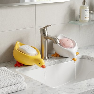 Porte savon s'installe facilement sur le rebord du lavabo