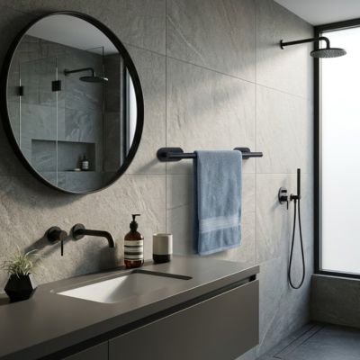 Porte serviette en acier inoxydable brossé, noir mat ou gris anthracite 