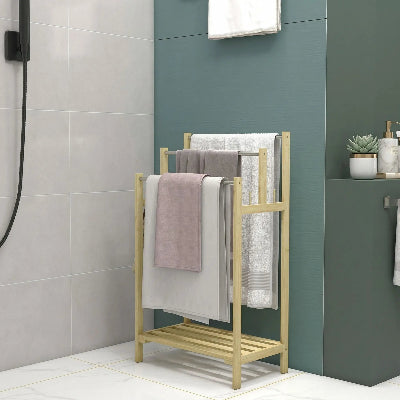 porte serviette en bambou a trois niveau